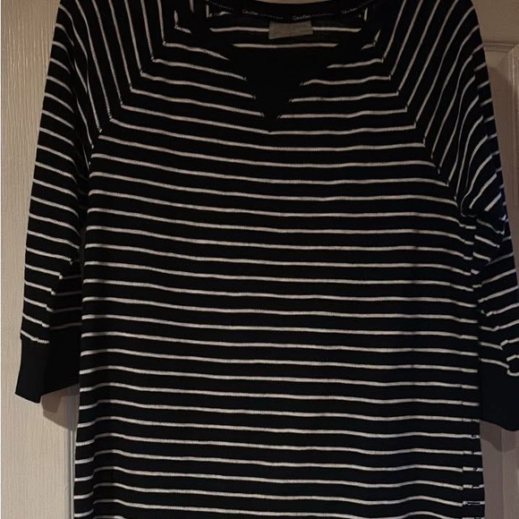 Calvin Klein Black and White Striped Blouse - Picture 1 of 1